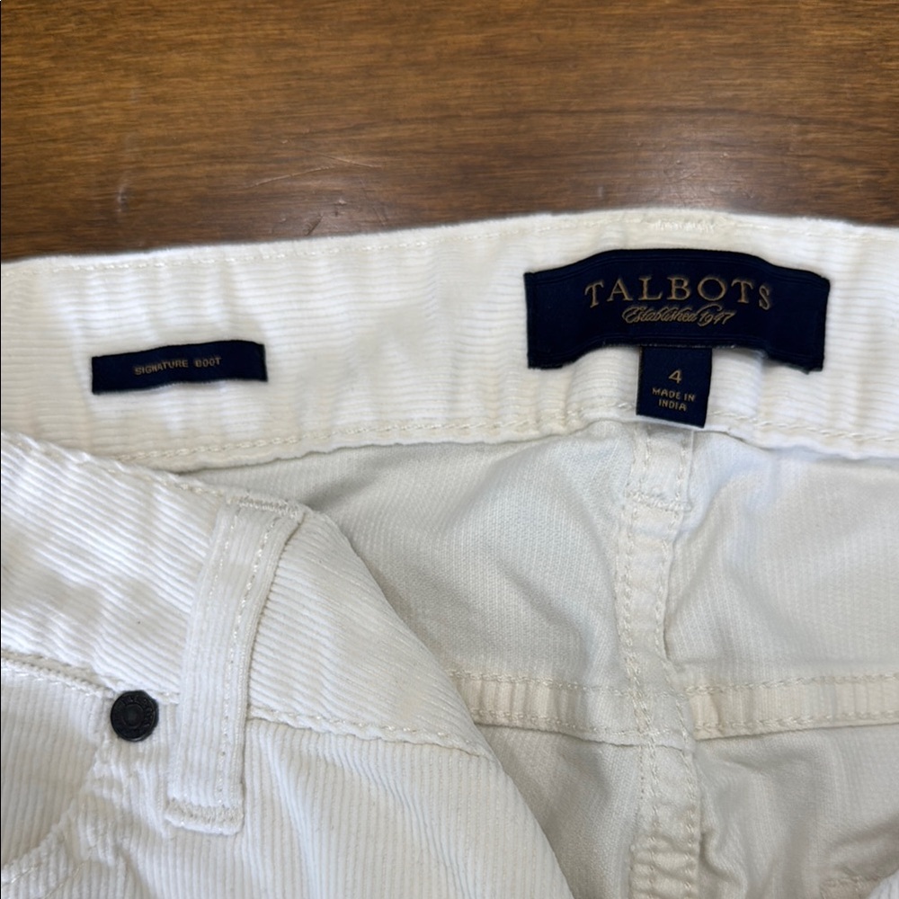 Talbots Signature Boot Off-White Corduroy Jeans